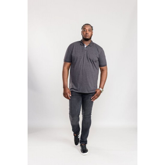 D555 Grant Pique Polo Shirt - Charcoal