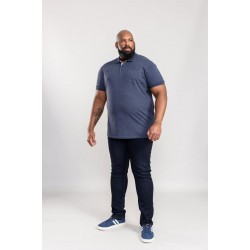 D555 Grant Pique Polo Shirt - Denim Marl