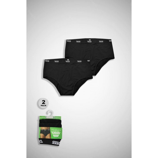 D555 Pack of 2 Y-Front Cotton Briefs - Black